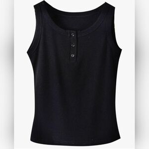 Elegant Black Buttoned Tank Top